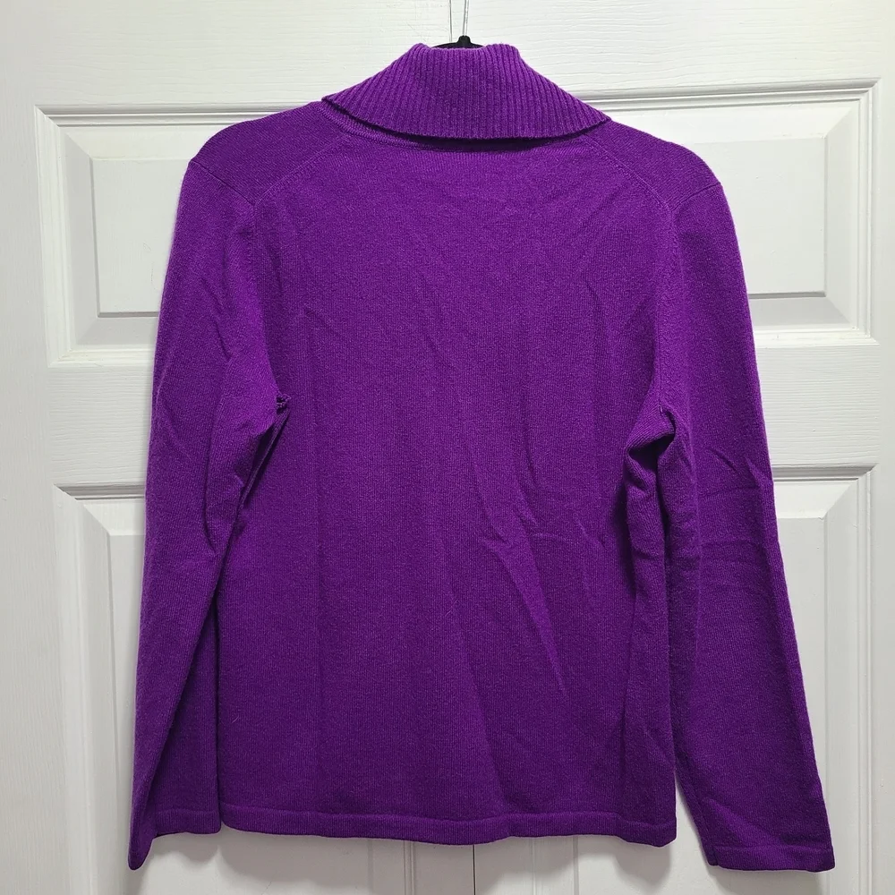 Jones New York Cashmere Rich Purple‎ Cowl Neck Sweater M Flaw Hole In Pit